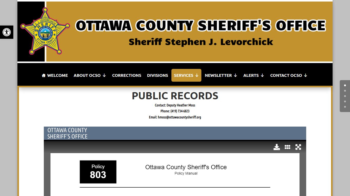 PUBLIC RECORDS | Ottawa County Sheriff's Office